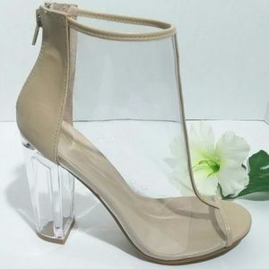 Bamboo Clear Bootie Heels size 9👌
